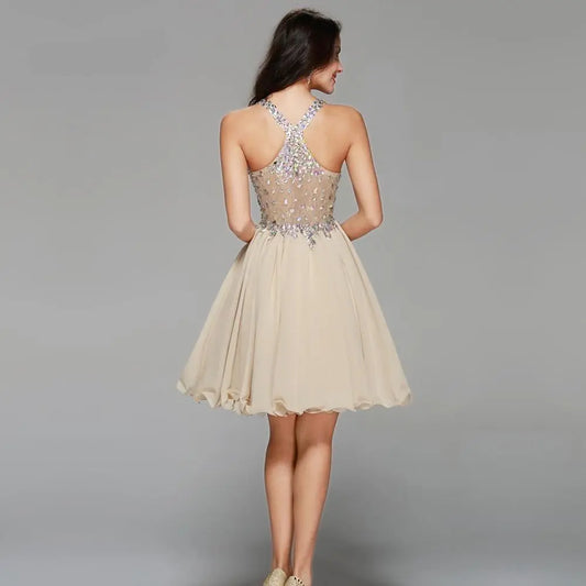 Chiffon Lace Crystal Cocktail Dresses / Homecoming Dresses - HER SHOP®