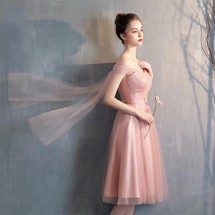 Sweet Pink Lace Short Sleeves A-line Homecoming Dresses