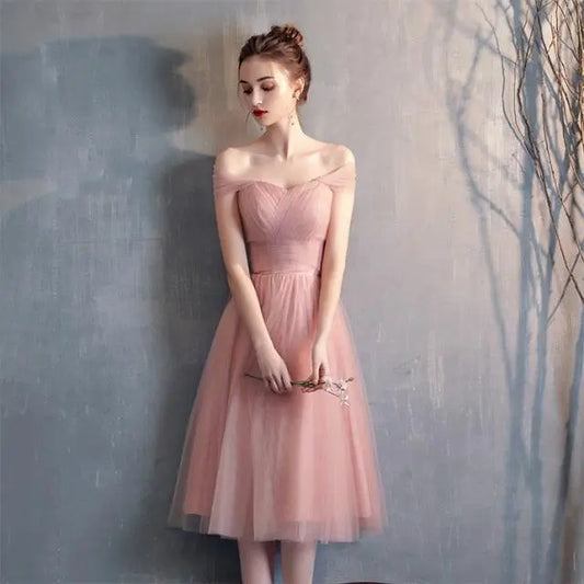 Sweet Pink Lace Short Sleeves A-line Homecoming Dresses - HER SHOP®