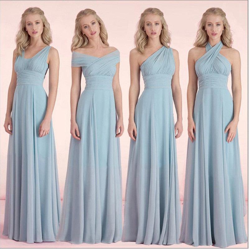 Candy Color Ruffles Chiffon A-Line Lace Up Sleeveless Bridesmaid Dresses