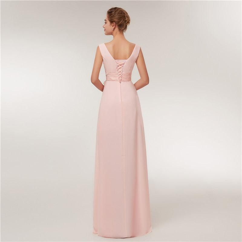 Long Chiffon Blush Pink Bridesmaid Dresses