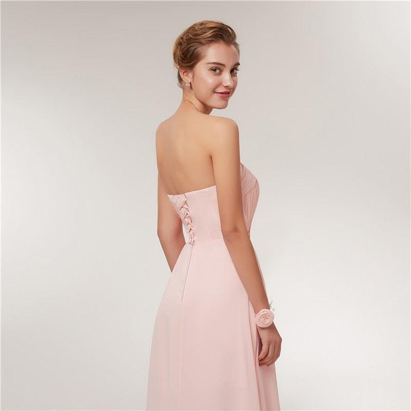 Long Chiffon Blush Pink Bridesmaid Dresses