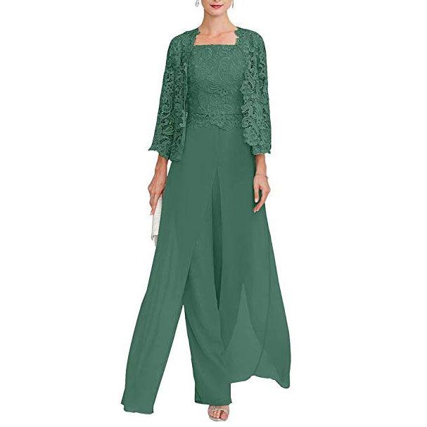 Custom Gray Lace Pant Suit for Mother of Bride
