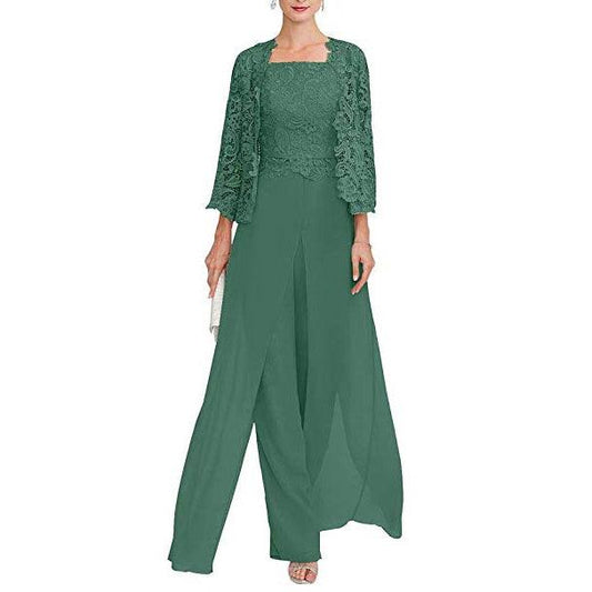 Custom Gray Lace Pant Suit for Mother of Bride - HER SHOP®