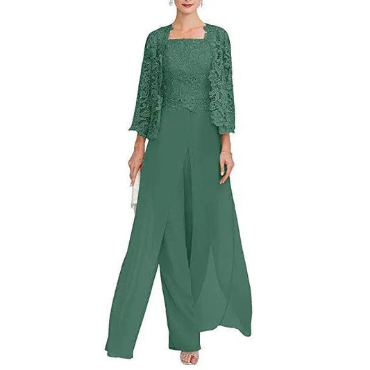 Custom Gray Lace Pant Suit for Mother of Bride - HER SHOP®