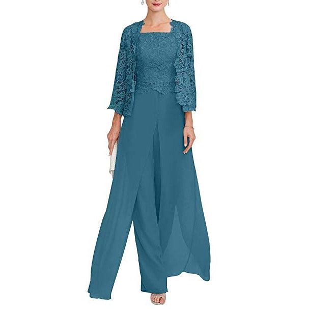 Custom Gray Lace Pant Suit for Mother of Bride