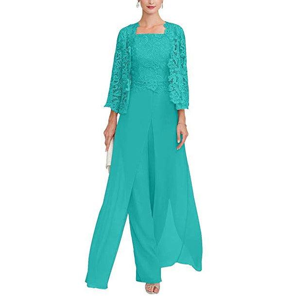 Custom Gray Lace Pant Suit for Mother of Bride