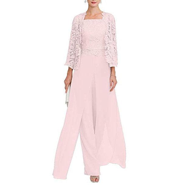 Custom Gray Lace Pant Suit for Mother of Bride