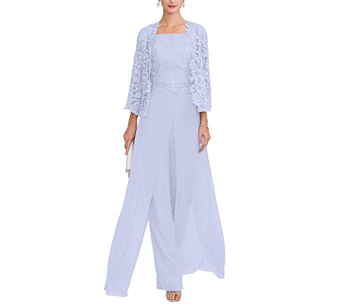 Custom Gray Lace Pant Suit for Mother of Bride