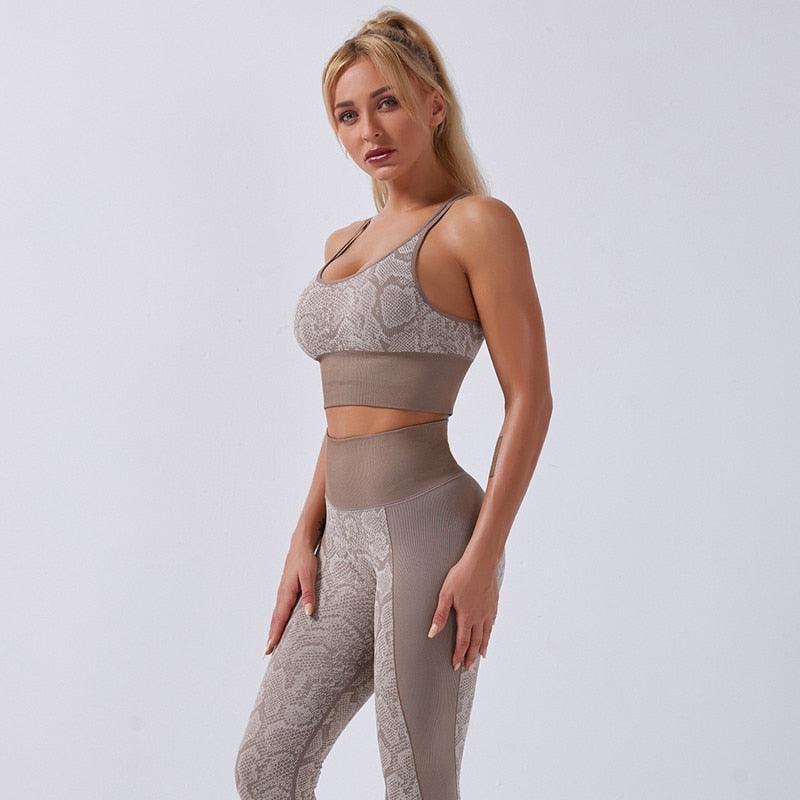 Seamless Yoga Sets Sleeveless Crop Top Sports Bra + Tights Leggings