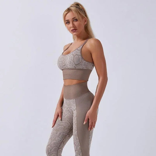 Seamless Yoga Sets Sleeveless Crop Top Sports Bra + Tights Leggings - HER SHOP®