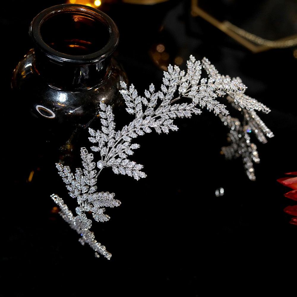 Crystal Leaf Hair Band - Fashion Bride Headband