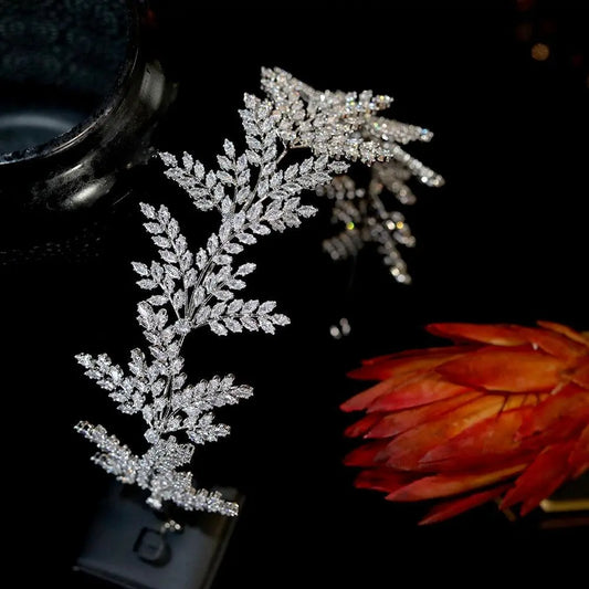 Crystal Leaf Hair Band - Fashion Bride Headband - HER SHOP®