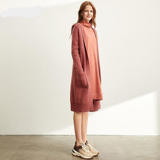 Women Fashion New Loose Hat Long Knitted Minimalism Lazy Sweater Coat - HER SHOP