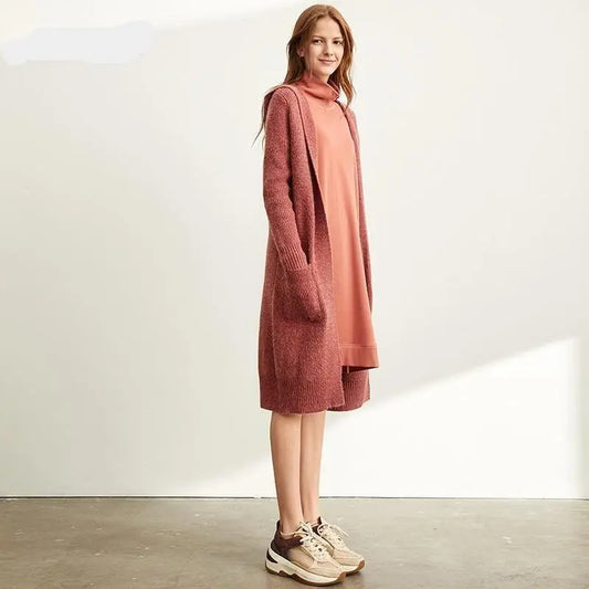 Women Fashion New Loose Hat Long Knitted Minimalism Lazy Sweater Coat - HER SHOP®