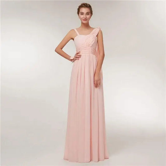 Long Chiffon Blush Pink Bridesmaid Dresses - HER SHOP®