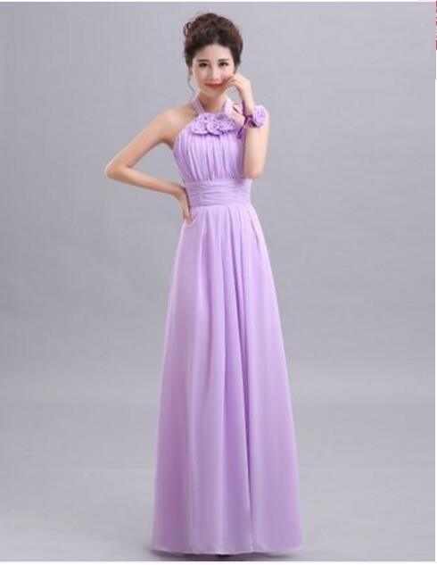 Long Chiffon Blush Pink Bridesmaid Dresses