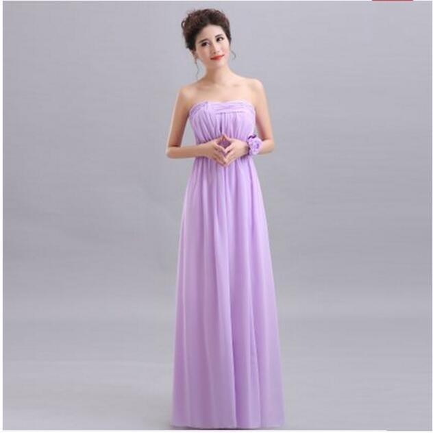 Long Chiffon Blush Pink Bridesmaid Dresses