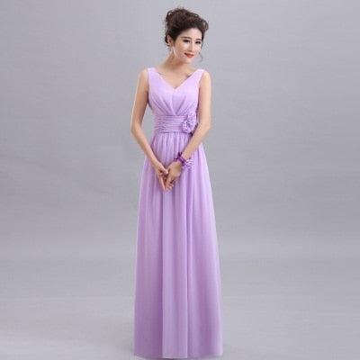 Long Chiffon Blush Pink Bridesmaid Dresses
