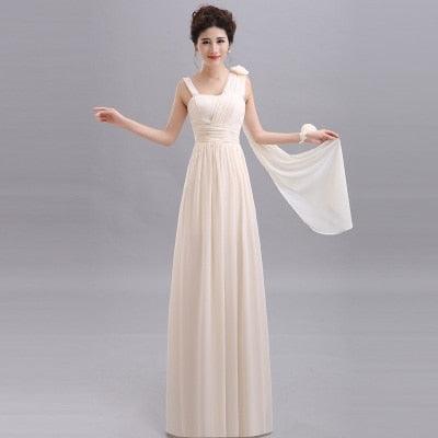 Long Chiffon Blush Pink Bridesmaid Dresses