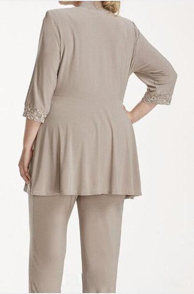 3-Piece Wedding Mother of Bride Pant Suit - Plus Size