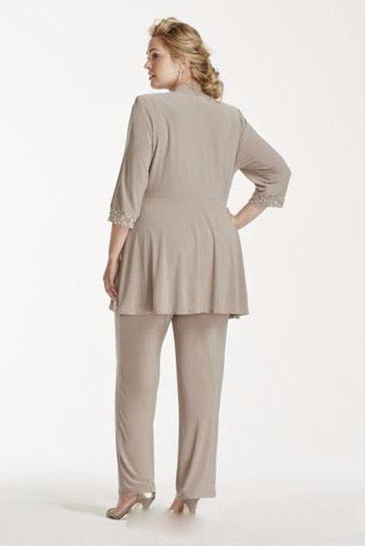 3-Piece Wedding Mother of Bride Pant Suit - Plus Size
