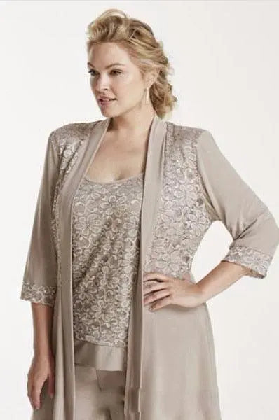 3-Piece Wedding Mother of Bride Pant Suit - Plus Size - HER SHOP®