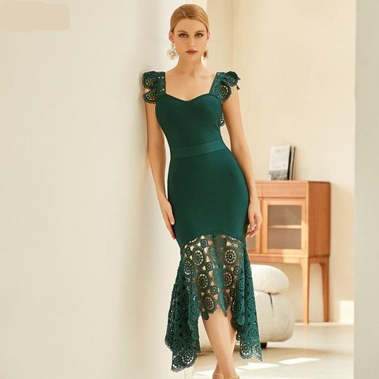 New Spaghetti Strap Lace Sleeveless Party Bandage Dress - HER SHOP®