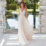 Boho Appliqued Beach Lace Wedding Dress