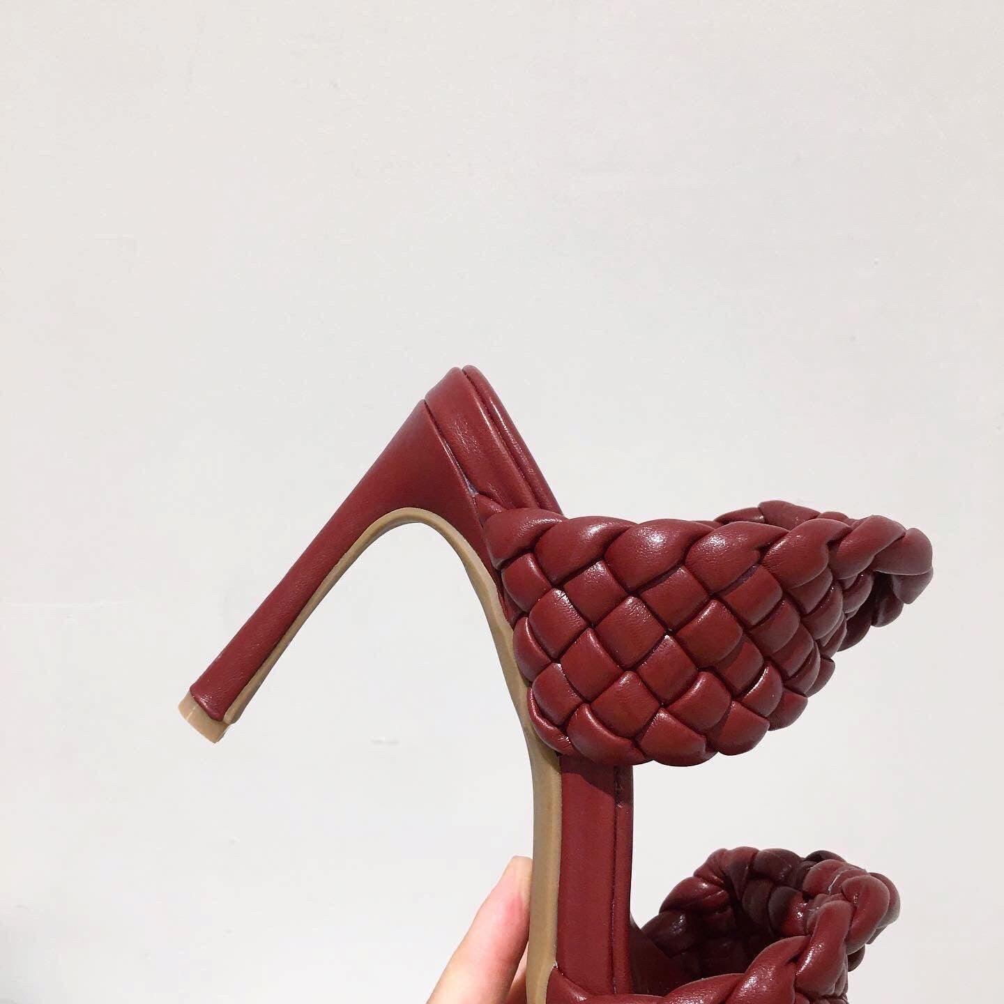 Leather Braided High Heel Runway Sandals