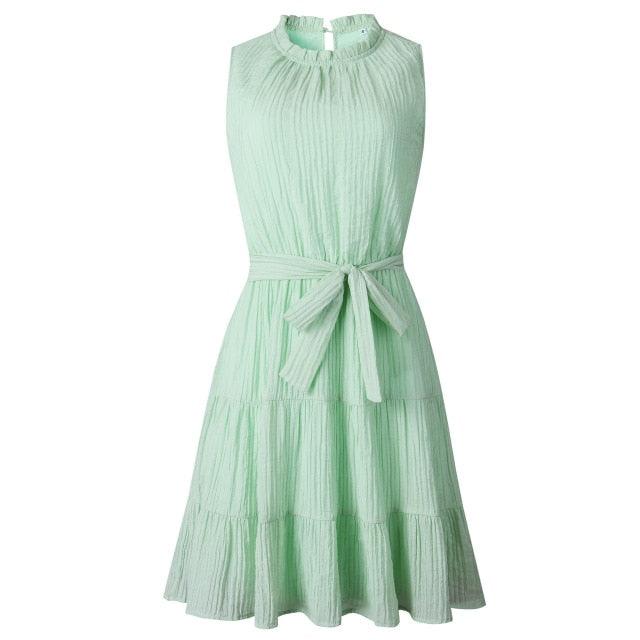 Summer Women Mini Sweet Pleated A-Line Dress