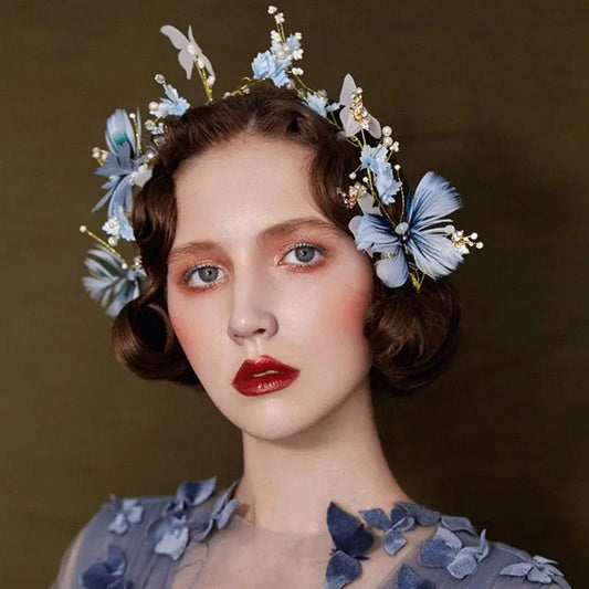 Handmade Gorgeous Blue Feather Wedding Headband - HER SHOP®