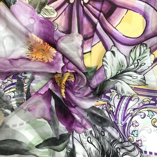 Luxury 100% Silk Flower Scarves - HER SHOP®