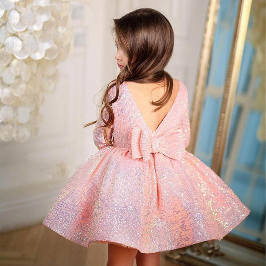 Pink Sequin Baby Girl Lace Tulle Dresses - HER SHOP®
