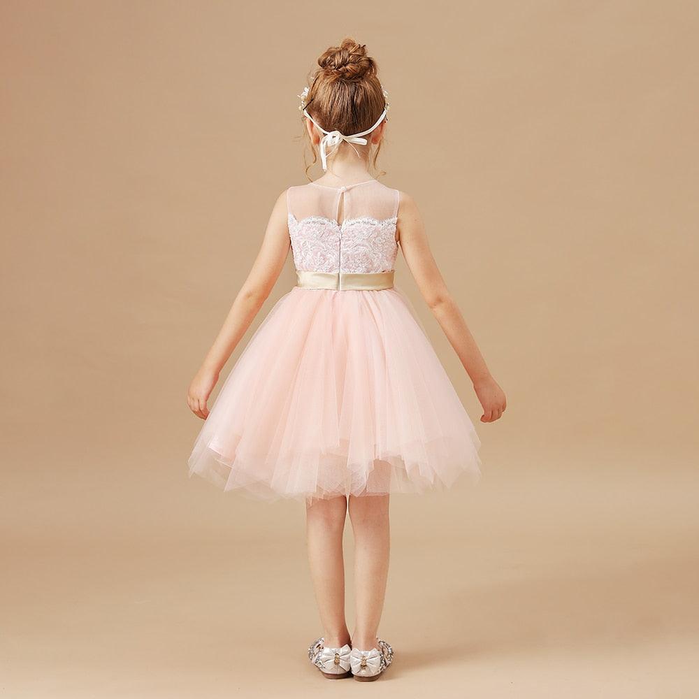 Girls Lace Decal Party Elegant Dress