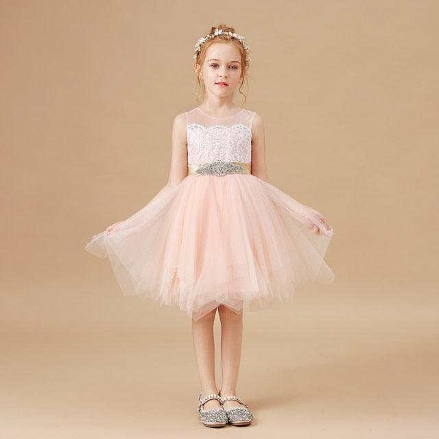 Girls Lace Decal Party Elegant Dress