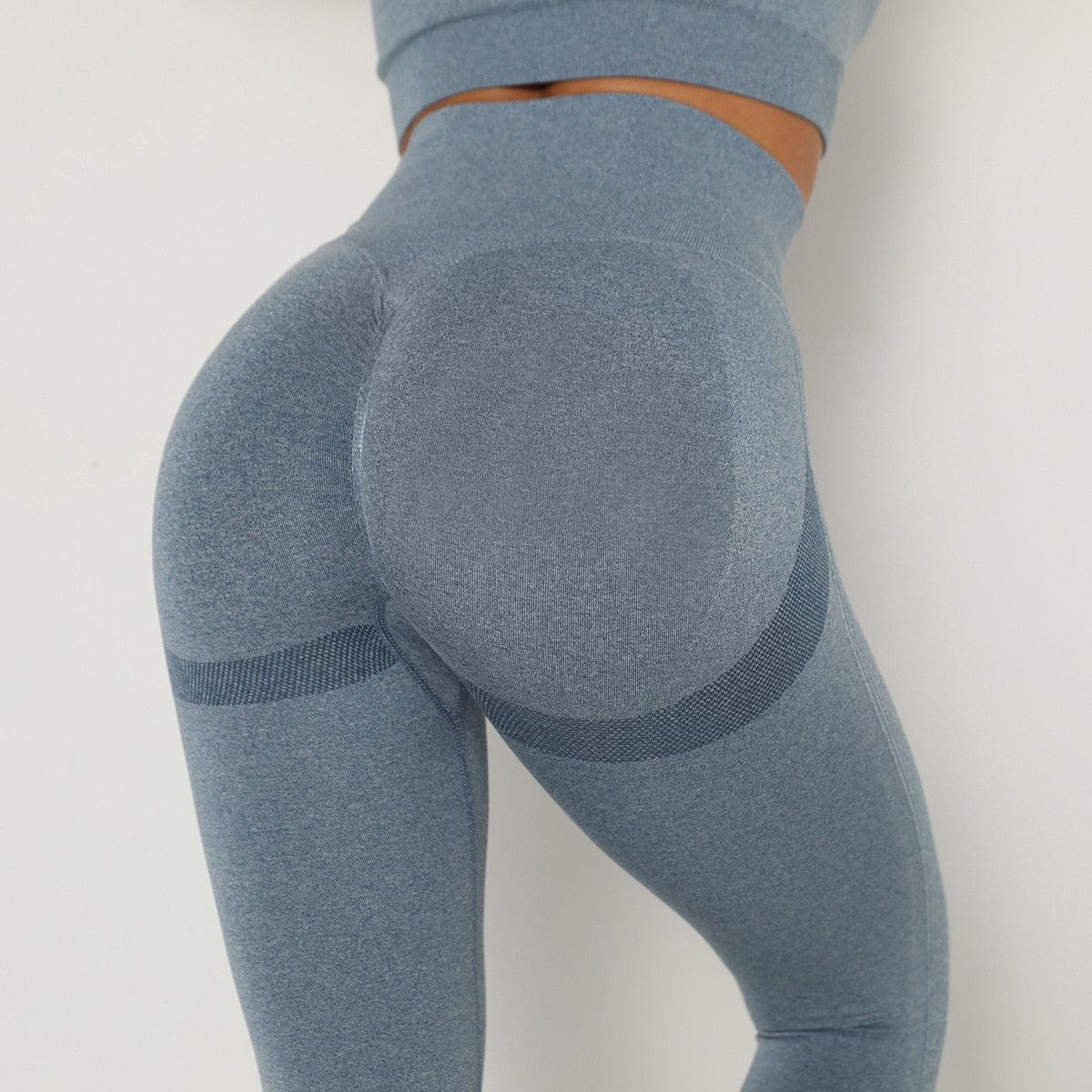 Seamless  Women Long Sleeve Crop Top High Waist Leggings+ Bra Yoga Sets