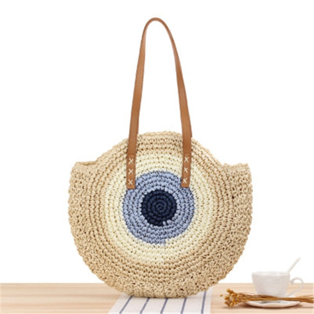 Buy Handwoven Round Rattan Bag Purse for Women, Tote Basket Circle
