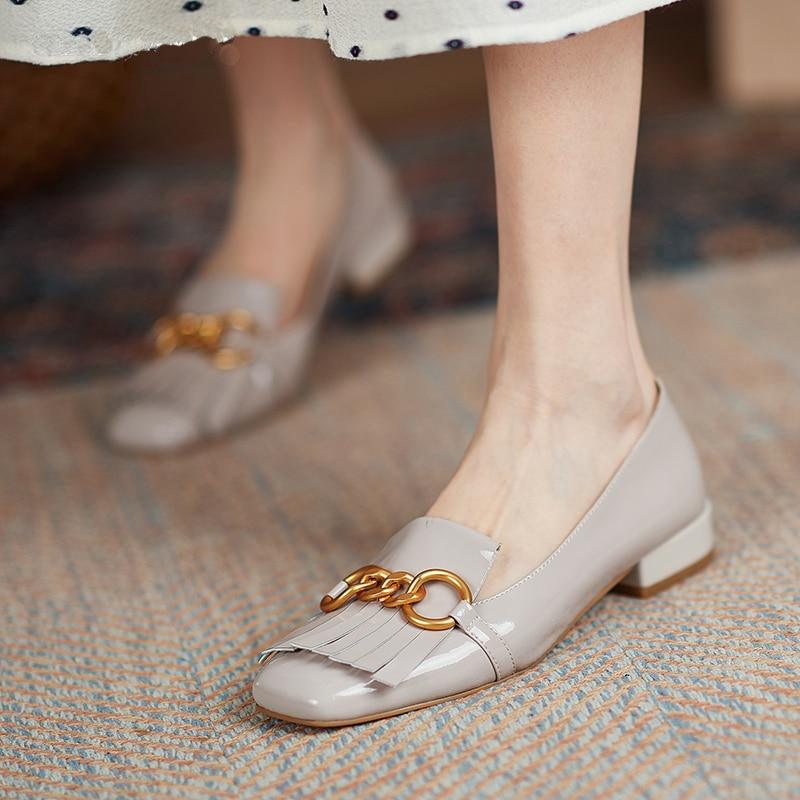 Genuine Leather Low Heels Designer Shoes for Women Gray / 7 Genuine Leather Low Heels Designer Shoes for Women Gray / 7
