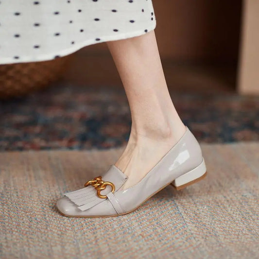 Genuine Leather Low Heels Designer Shoes for Women - HER SHOP®