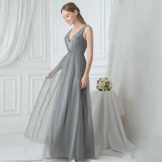 Elegant Shining Sequin Appliques A Line Bridesmaid Dresses - HER SHOP®