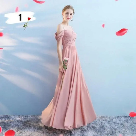 Customizable Elegant A Line Chiffon Long Bridesmaid Dresses - HER SHOP®