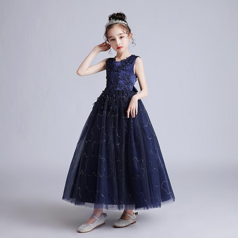 Girls Princess Sleeveless Flower Birthday / Wedding Party Banquet Long Dress