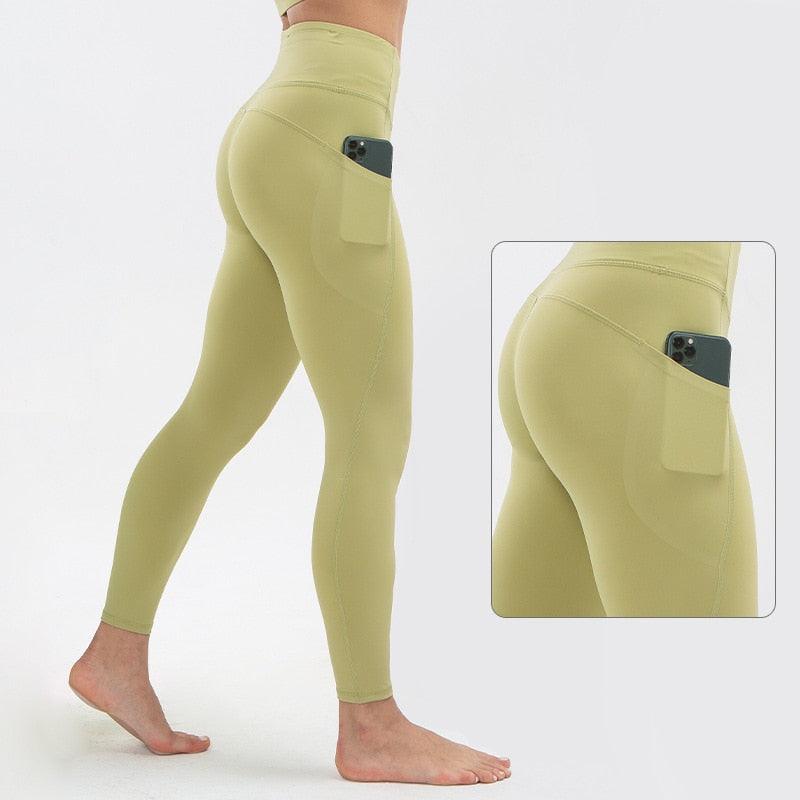 Super Quality High Waist Sports Stretch Fabric Tight Leggings with Pockets - HER SHOP