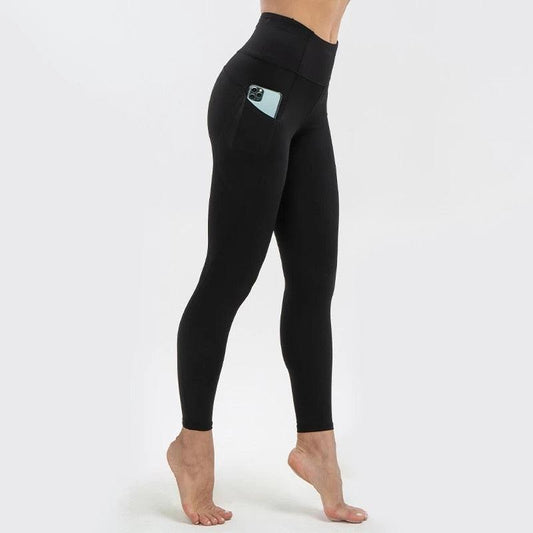 Super Quality High Waist Sports Stretch Fabric Tight Leggings with Pockets - HER SHOP