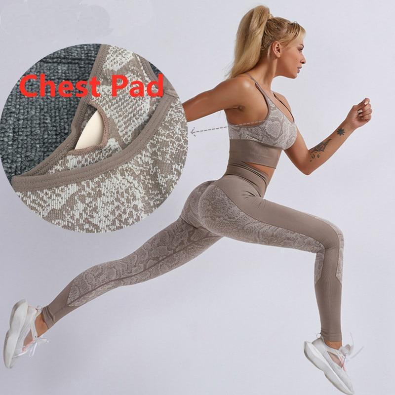 Seamless Yoga Sets Sleeveless Crop Top Sports Bra + Tights Leggings