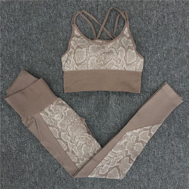 Seamless Yoga Sets Sleeveless Crop Top Sports Bra + Tights Leggings