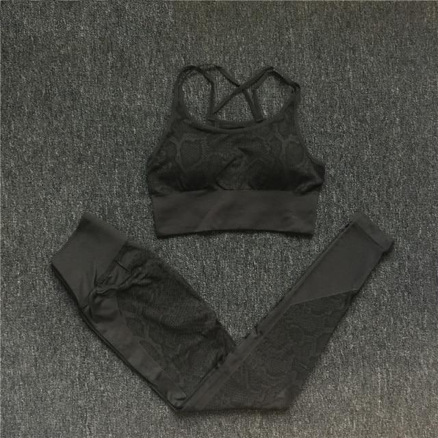 Seamless Yoga Sets Sleeveless Crop Top Sports Bra + Tights Leggings