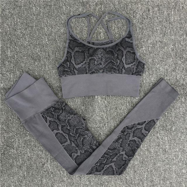 Seamless Yoga Sets Sleeveless Crop Top Sports Bra + Tights Leggings