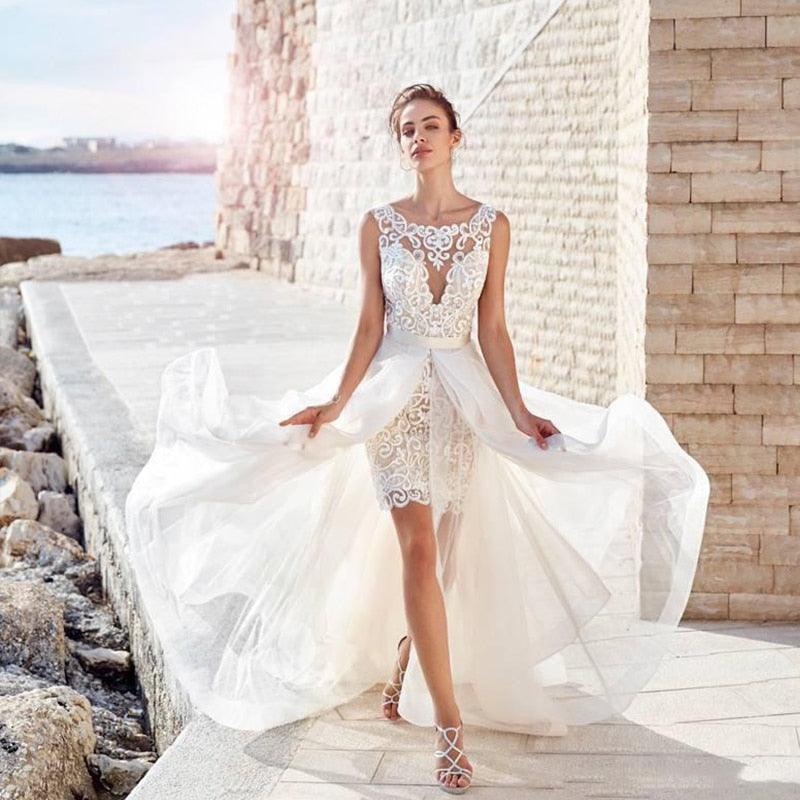 vintage beach wedding dresses Custom Made High-Quality 2-in-1 Boho Dress and delicate Lace work No-pocket Bandage Cutout Slit Bodycon Color:BLUE IKAT PRINT